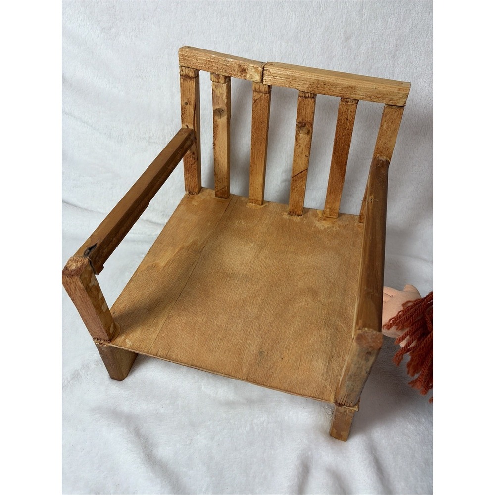 Cabbage patch 25th anniversary red hair freckles blue overalls Rustic Wood Chair - Picture 5 of 16